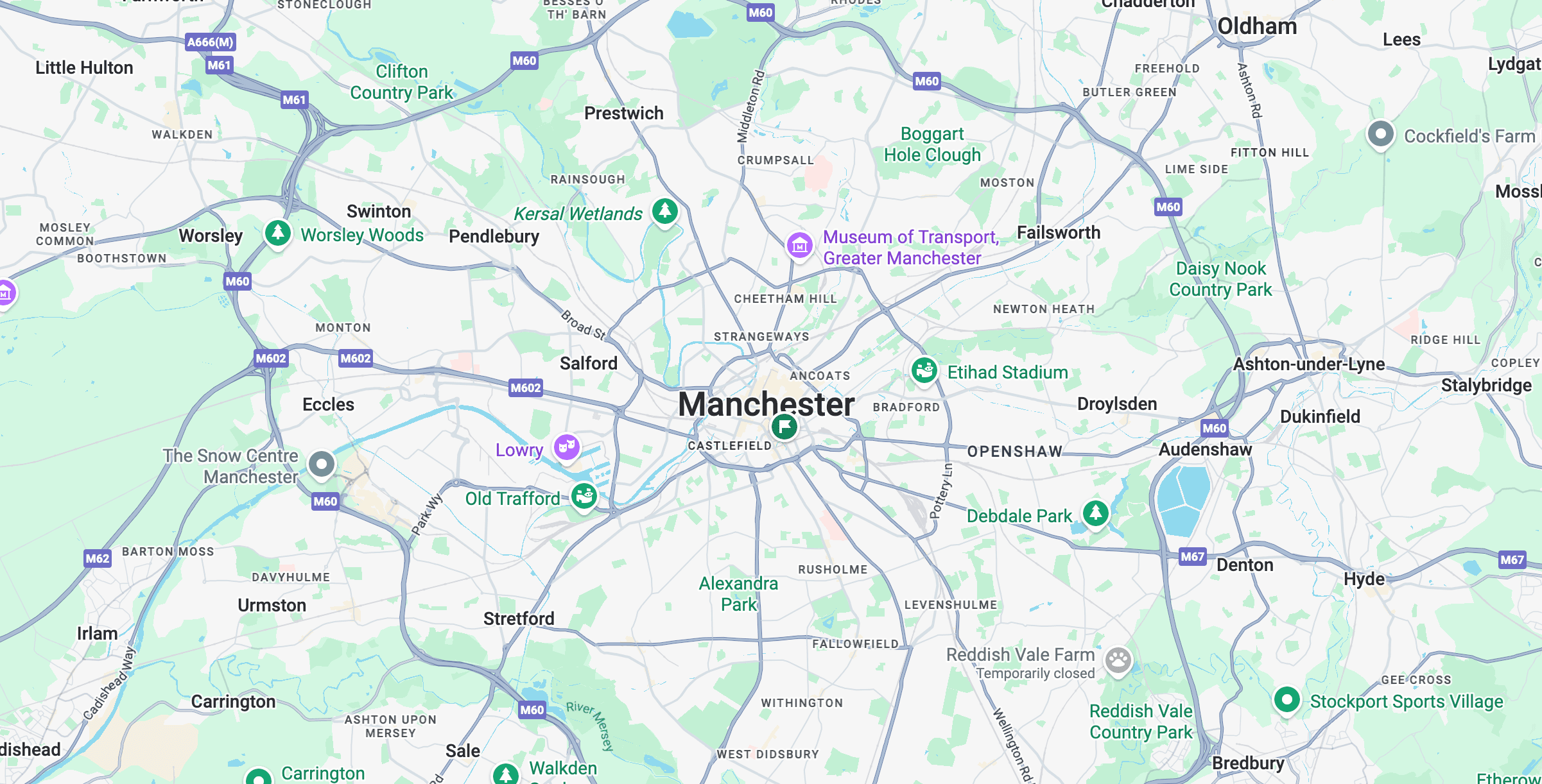 Coverage map showing Manchester and surrounding areas